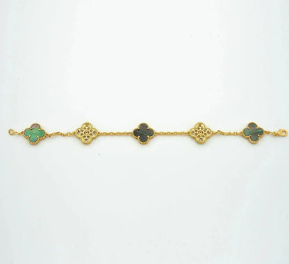[✨ROSE✨]CLOVER 5 MOTIF GRAY MOP DIAMOND BRACELET