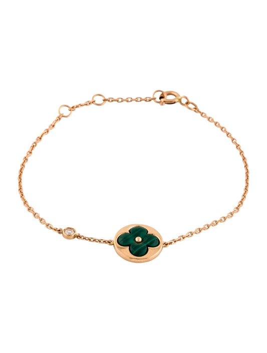 [✨ROSE✨]SUN MALACHITE 1 DIAMOND PINK GOLD BRACELET