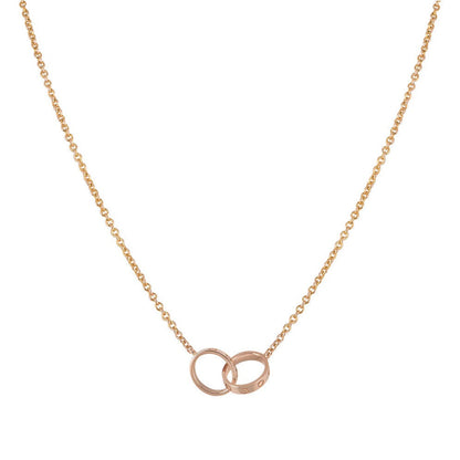 [✨ROSE✨]LOVE NECKLACE DOUBLE RING PINK GOLD