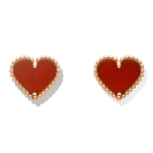 [✨ROSE✨]HEART CARNELIAN STUD EARRINGS