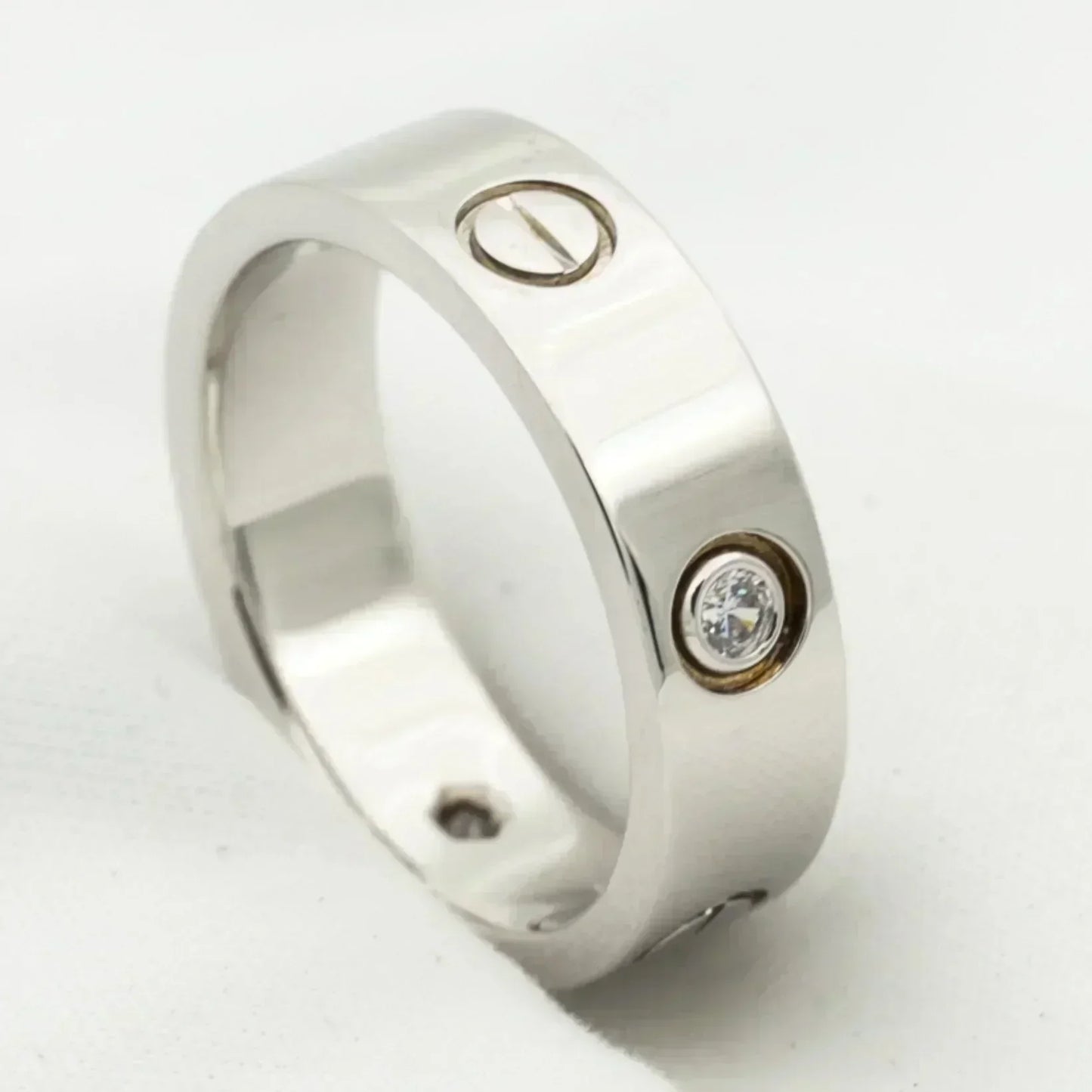 [✨ROSE✨]LOVE RING 5.5MM 3 DIAMONDS SILVER