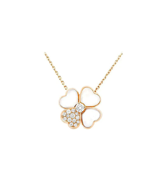 [✨ROSE✨]CLOVER MOP DIAMOND ROSE GOLD NECKLACE