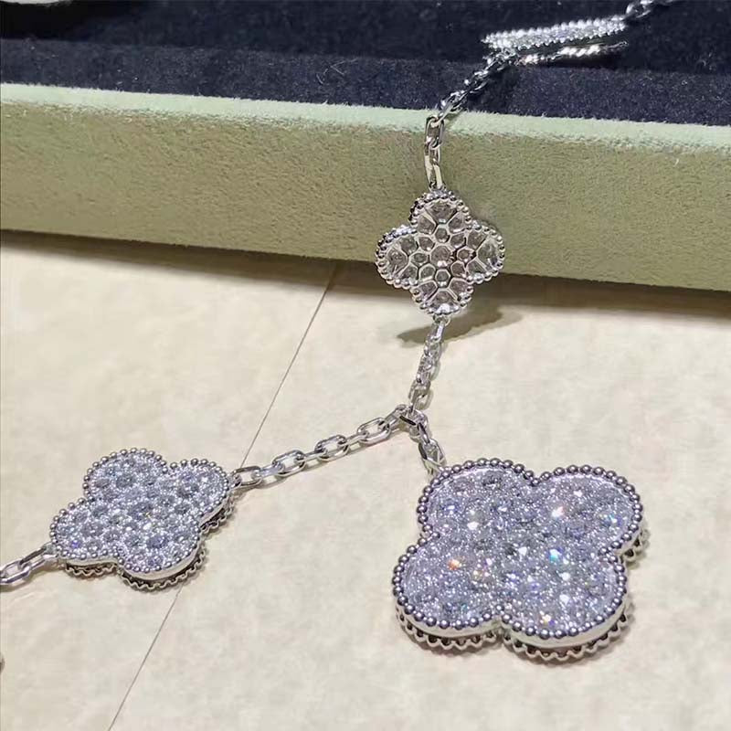 [✨ROSE✨]CLOVER 6 MOTIFS SILVER DIAMOND BRACELET