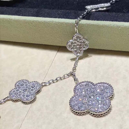 [✨ROSE✨]CLOVER 6 MOTIFS SILVER DIAMOND BRACELET