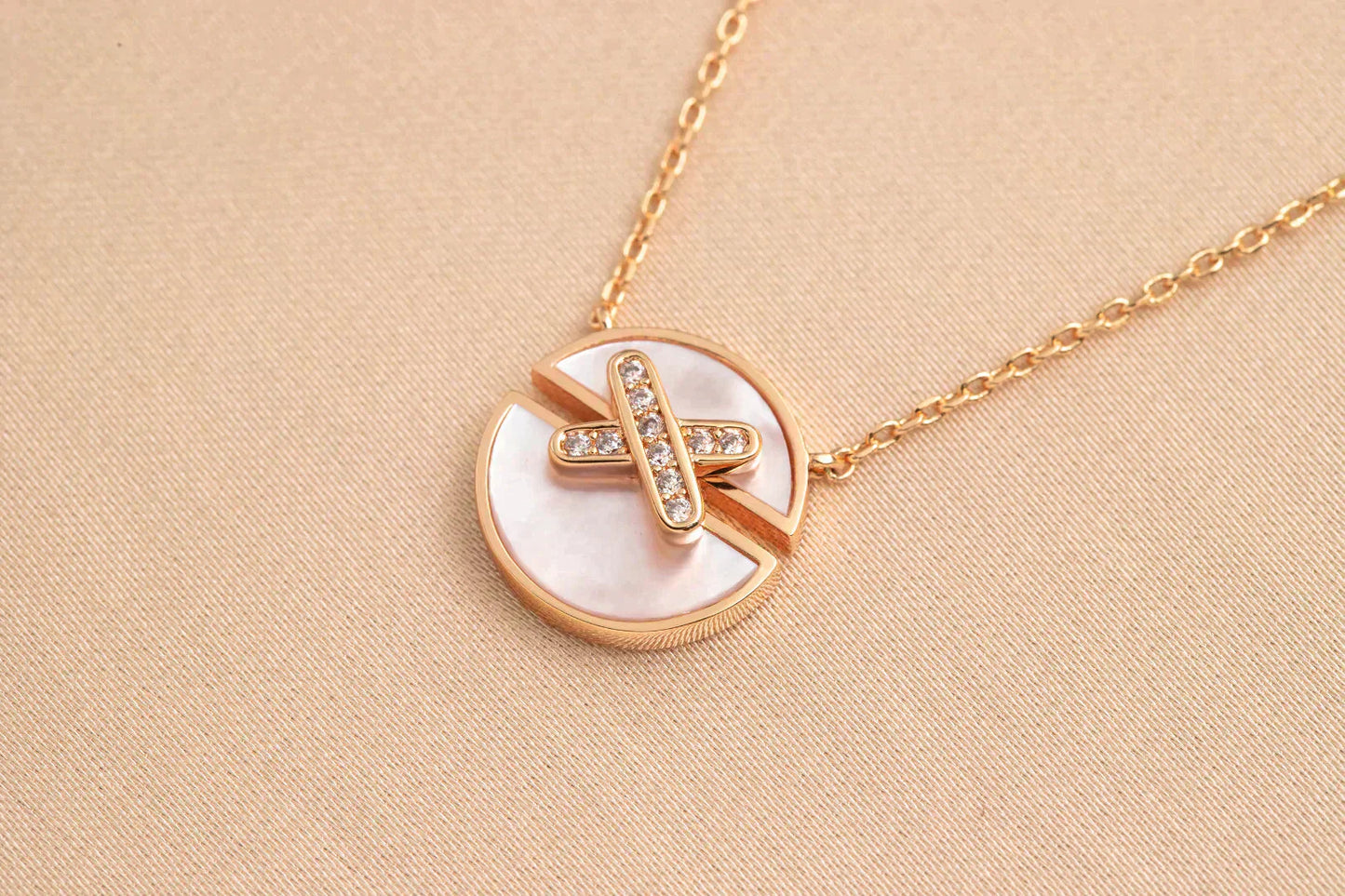 [✨ROSE✨]JEUX DE ROSE GOLD DIAMOND NECKLACE