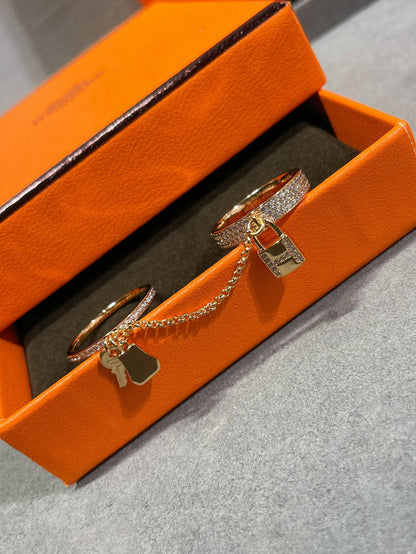 [✨ROSE✨]HM KELLY CLOCHETTE DOUBLE RING IN  WITH DIAMONDS