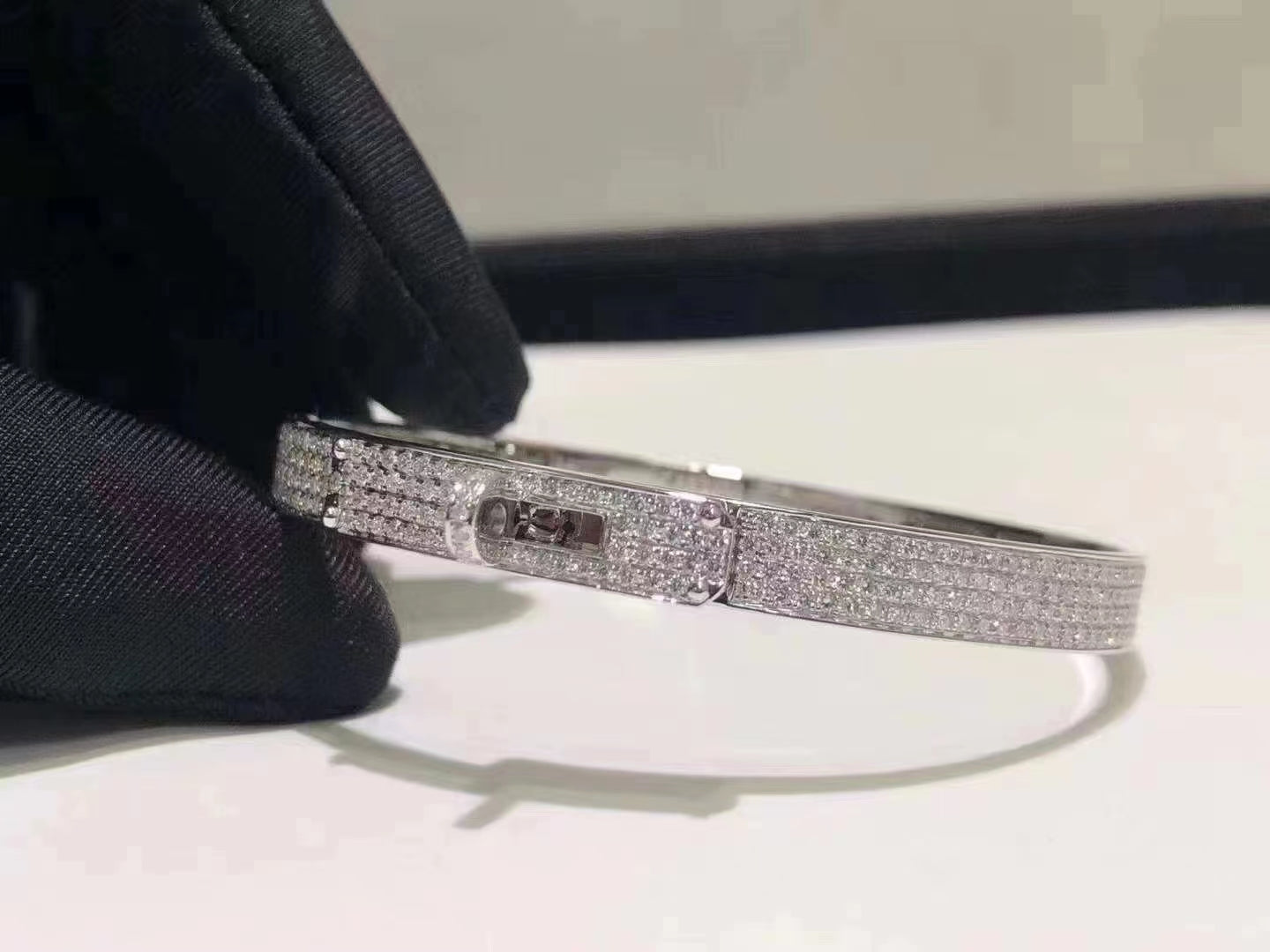 [✨ROSE✨]HM KELLY BRACELET IN SILVER AND FULL PAVE DIAMOND