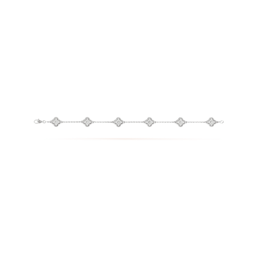 [✨ROSE✨]CLOVER 6 MOTIF SILVER DIAMOND BRACELET