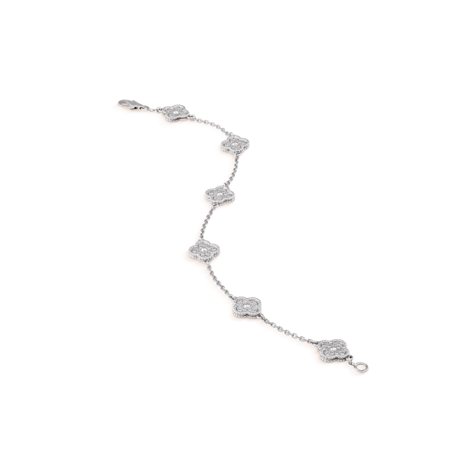 [✨ROSE✨]CLOVER 6 MOTIF SILVER DIAMOND BRACELET