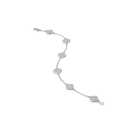[✨ROSE✨]CLOVER 6 MOTIF SILVER DIAMOND BRACELET