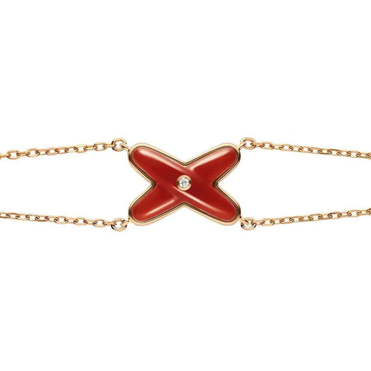 [✨ROSE✨]JEUX BRACELET CARNELIAN PINK GOLD 1 DIAMOND