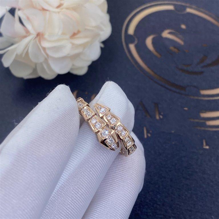 [✨ROSE✨]SERPENTI RING PINK GOLD DIAMOND PAVED 4MM