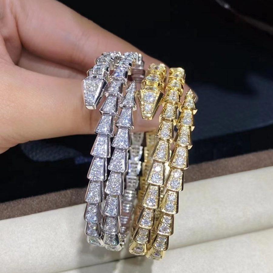 [✨ROSE✨]SERPENTI BRACELET GOLD DIAMOND DOUBLE ROW