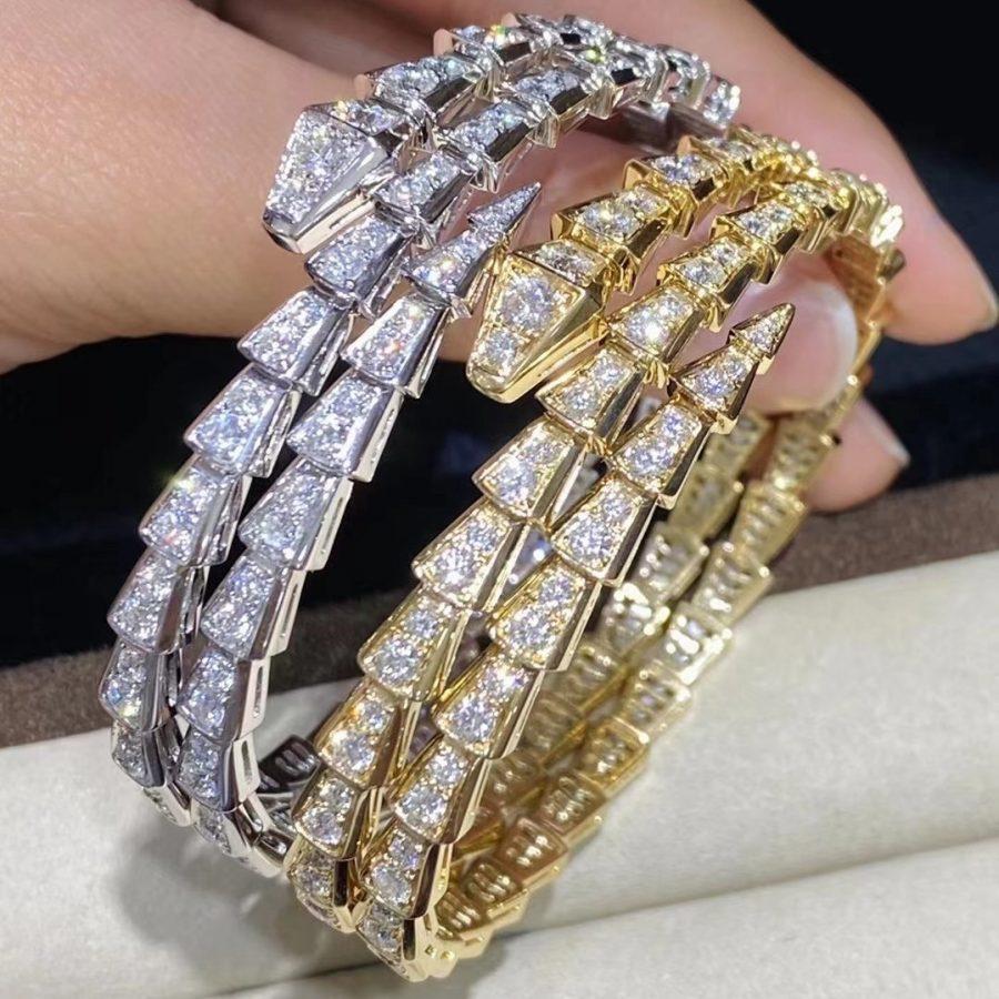 [✨ROSE✨]SERPENTI BRACELET GOLD DIAMOND DOUBLE ROW