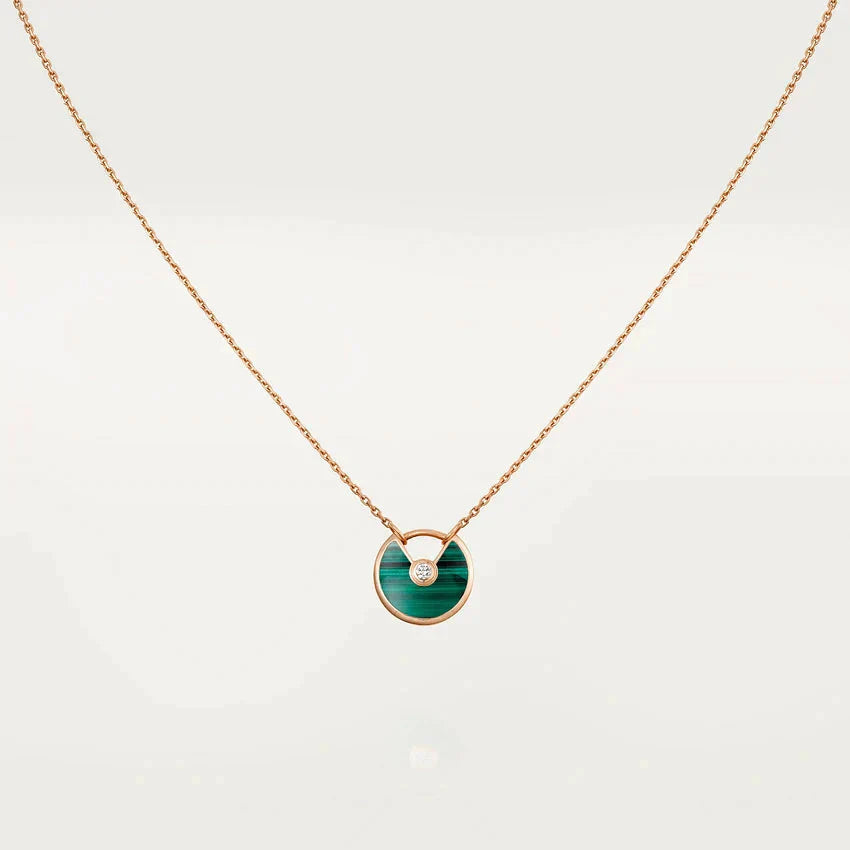 [✨ROSE✨]AMULETTE ROSE GOLD MALACHITE NECKLACE