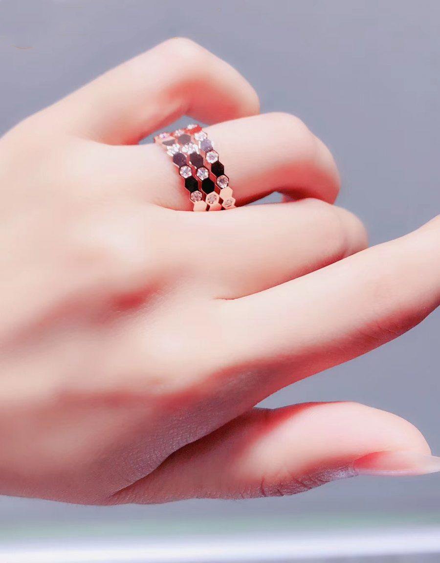 [✨ROSE✨]BEE LOVE RING PINK GOLD DIAMOND