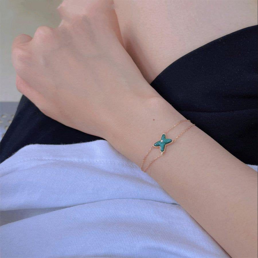 [✨ROSE✨]JEUX BRACELET MALACHITE PINK GOLD 1 DIAMOND