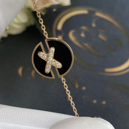 [✨ROSE✨]JEUX DE BRACELET ONYX PINK GOLD DIAMOND
