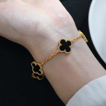 [✨ROSE✨]CLOVER  5 MOTIFS BLACK ONYX BRACELET