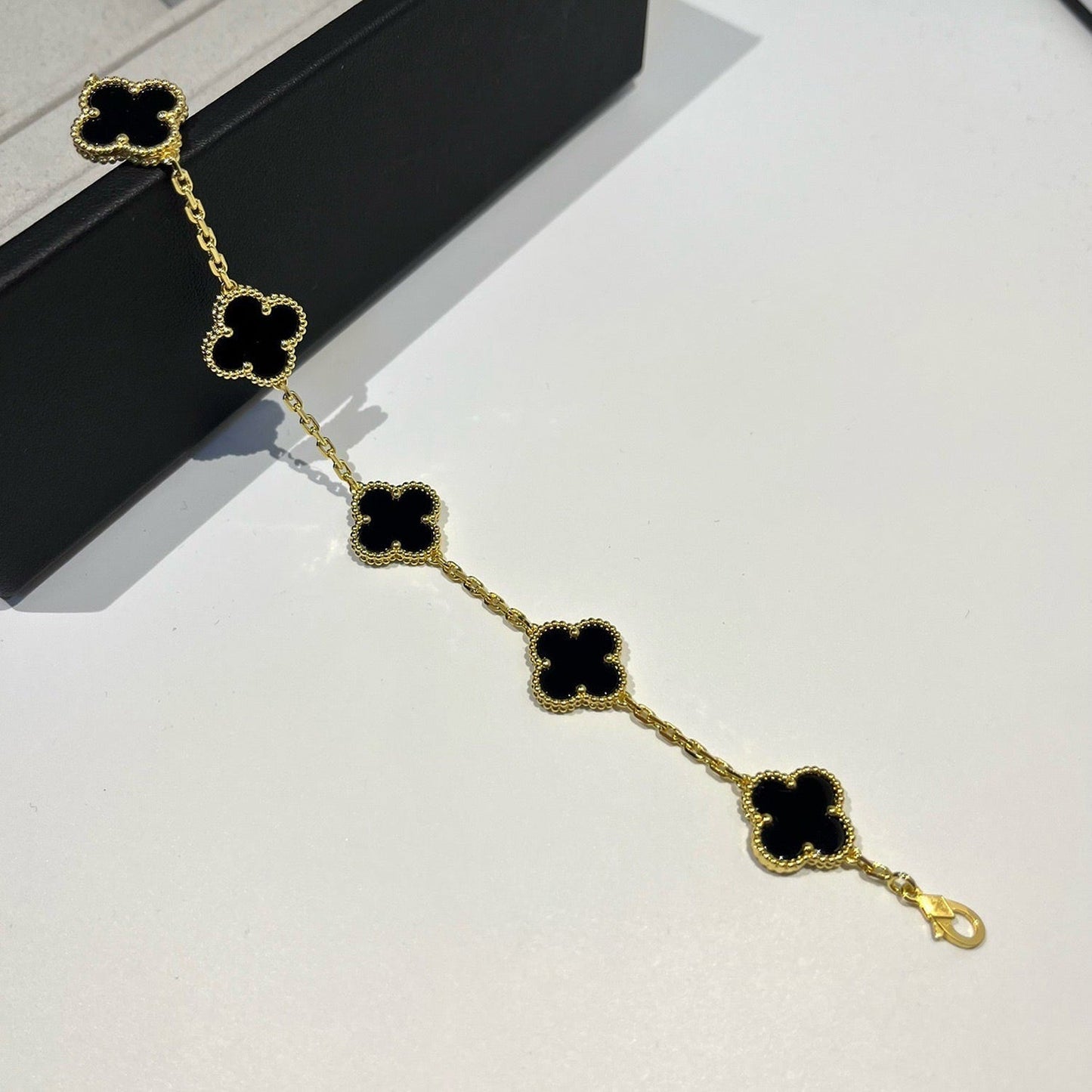 [✨ROSE✨]CLOVER  5 MOTIFS BLACK ONYX BRACELET