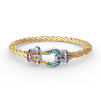 [✨ROSE✨]FORC LARGE HORSESHOE  COLORED DIAMOND BRACELET SILVER
