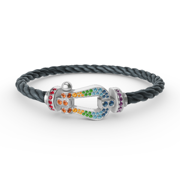 [✨ROSE✨]FORC LARGE HORSESHOE  COLORED DIAMOND BRACELET SILVER