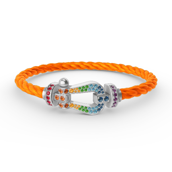 [✨ROSE✨]FORC LARGE HORSESHOE  COLORED DIAMOND BRACELET SILVER