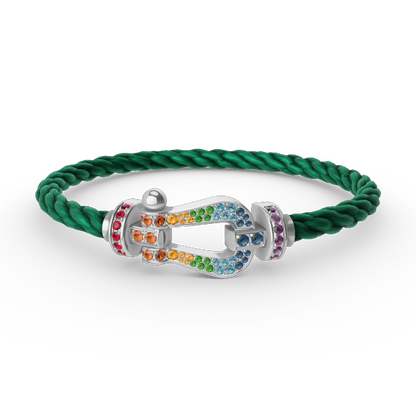[✨ROSE✨]FORC LARGE HORSESHOE  COLORED DIAMOND BRACELET SILVER