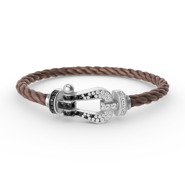 [✨ROSE✨]FORCE LARGE HORSESHOE BLACK WHITE DIAMOND BRACELET SILVER