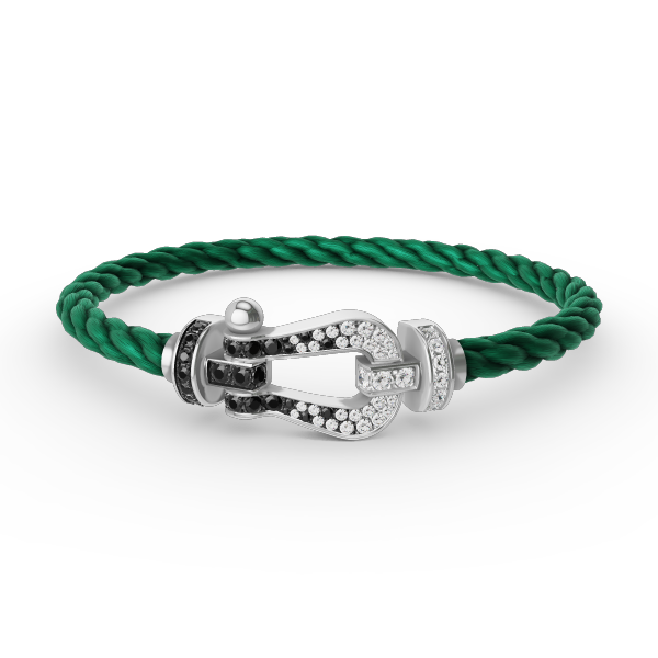 [✨ROSE✨]FORCE LARGE HORSESHOE BLACK WHITE DIAMOND BRACELET SILVER