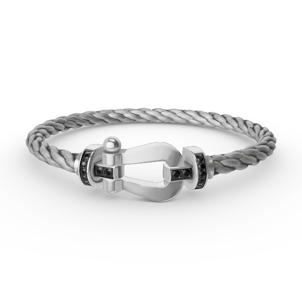 [✨ROSE✨]FORCE LARGE HORSESHOE BLACK DIAMOND BRACELET SILVER