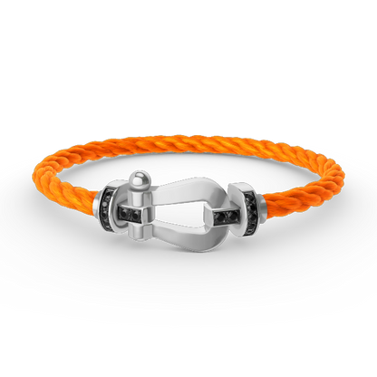 [✨ROSE✨]FORCE LARGE HORSESHOE BLACK DIAMOND BRACELET SILVER