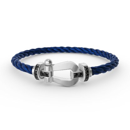 [✨ROSE✨]FORCE LARGE HORSESHOE BLACK DIAMOND BRACELET SILVER
