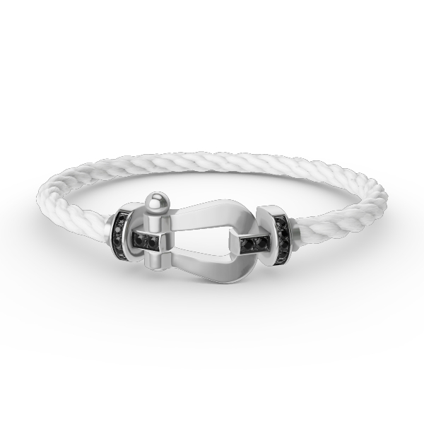 [✨ROSE✨]FORCE LARGE HORSESHOE BLACK DIAMOND BRACELET SILVER