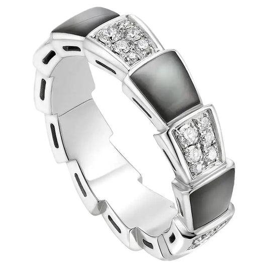 [✨ROSE✨]SERPENTI RING SILVER DIAMOND BLACK MOP 4MM