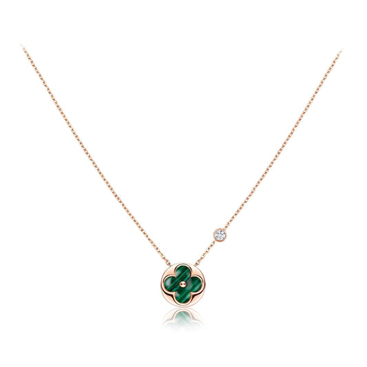 [✨ROSE✨]SUN PEDANT PINK GOLD 1 DIAMOND NECKLACE