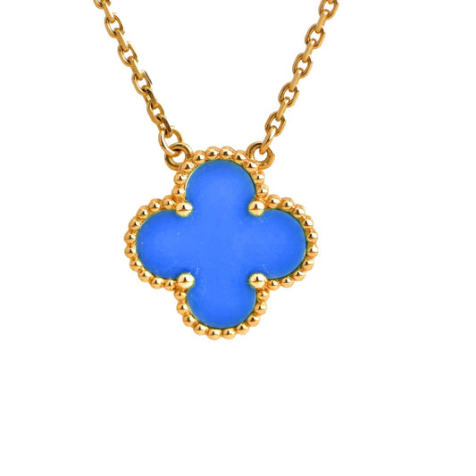 [✨ROSE✨]CLOVER 15MM BLUE AGATE NECKLACE