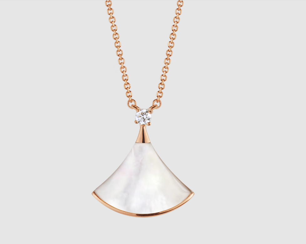 [✨ROSE✨]DREAM NECKLACE WHITE MOP PINK GOLD 1 DIAMOND