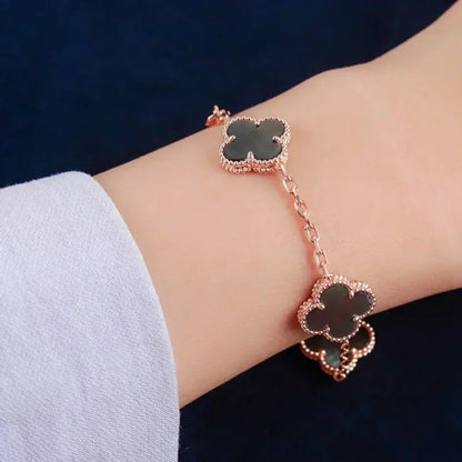 [✨ROSE✨]CLOVER 5 MOTIF GRAY MOP  BRACELET