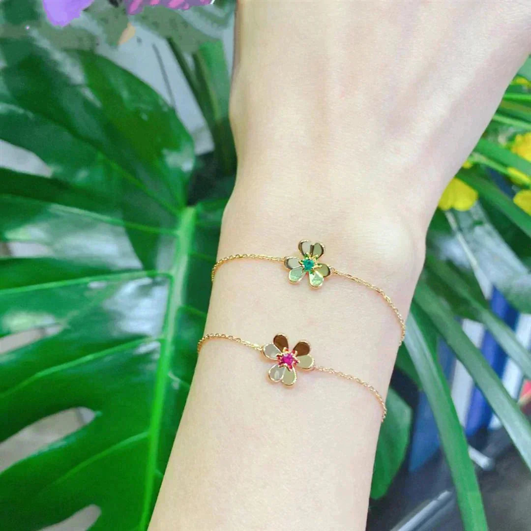 [✨ROSE✨]FRIVOLE GOLD FLOWER PINK MALACHITE BRACELET