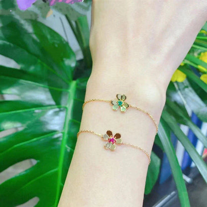 [✨ROSE✨]FRIVOLE GOLD FLOWER PINK MALACHITE BRACELET