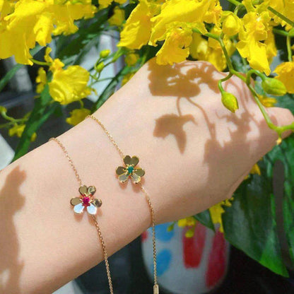[✨ROSE✨]FRIVOLE GOLD FLOWER PINK MALACHITE BRACELET