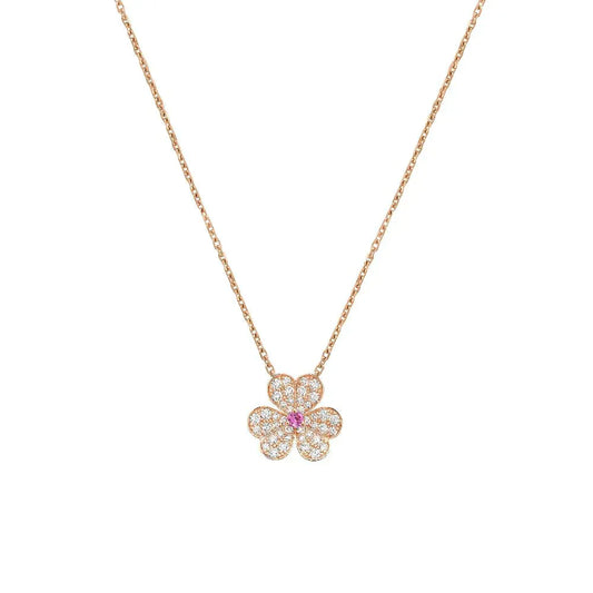 [✨ROSE✨]FRIVOLE ROSE GOLD FLOWER DIAMOND NECKLACE