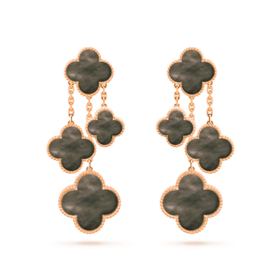 [✨ROSE✨]CLOVER EARRINGS DARK MOP 4 MOTIFS ROSE GOLD