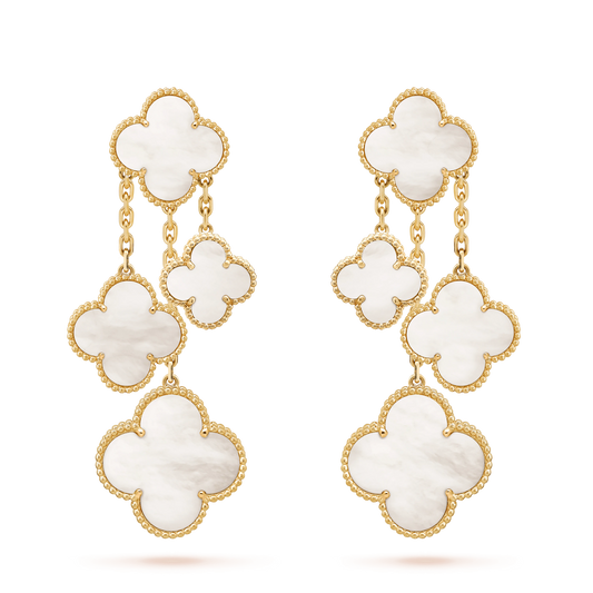 [✨ROSE✨]CLOVER EARRINGS WHITE MOP 4 MOTIFS GOLD