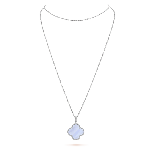 [✨ROSE✨]CLOVER SILVER CHALCEDONY BIG CLOVER NECKLACE