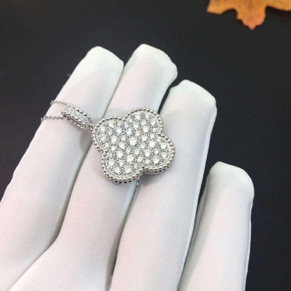 [✨ROSE✨]CLOVER 25MM SILVER FULL DIAMOND BIG CLOVER NECKLACE