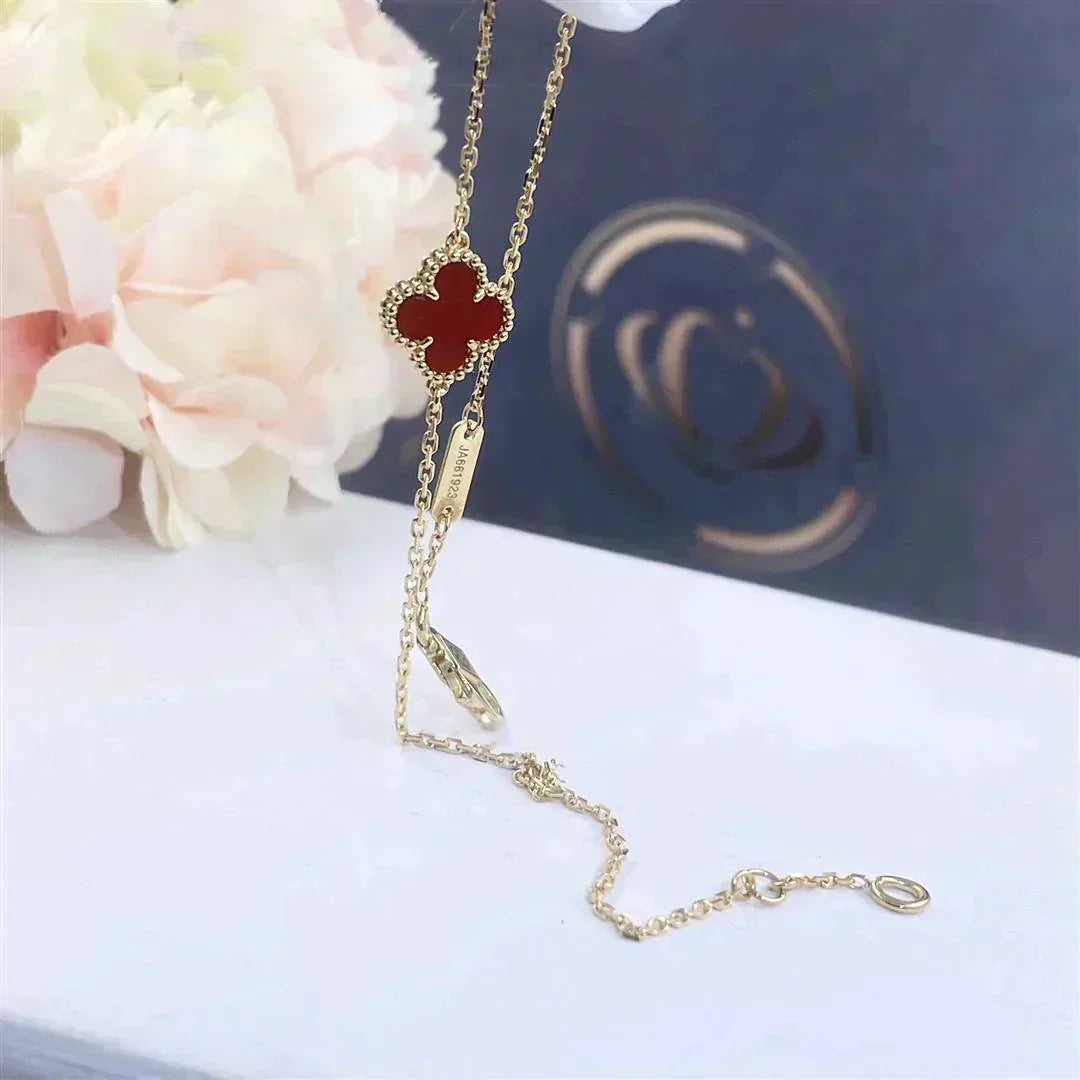 [✨ROSE✨]CLOVER  CARNELIAN SINGLE FLOWER BRACELET