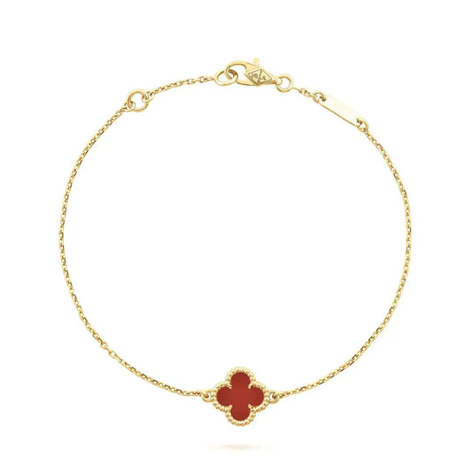 [✨ROSE✨]CLOVER  CARNELIAN SINGLE FLOWER BRACELET