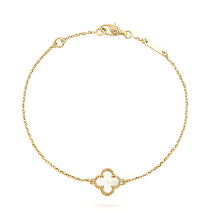 [✨ROSE✨]CLOVER WHITE MOP SINGLE FLOWER BRACELET